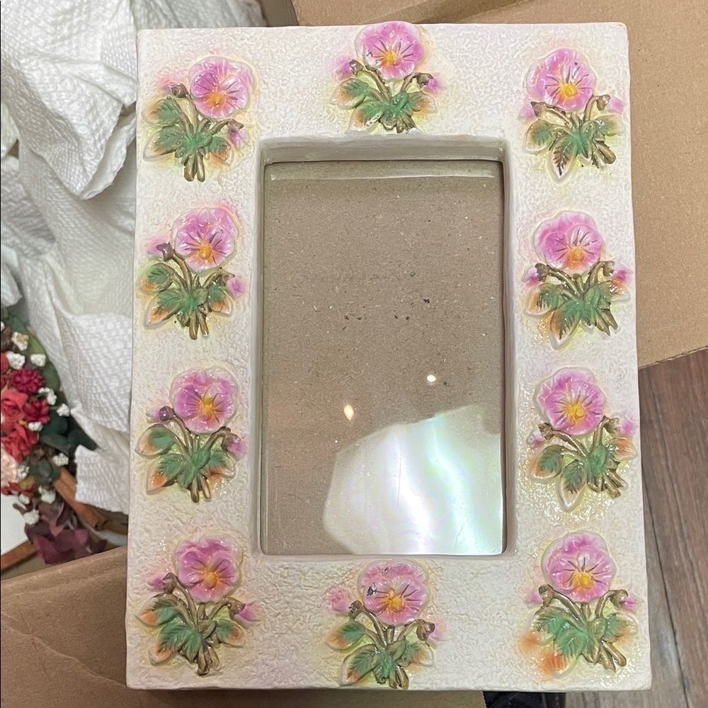 Vintage Floral Ceramic Picture Frame